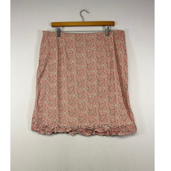 Cottagecore American Eagle Womens 14 Pink Ditsy Floral Ruffle Hem Mini Skirt - Picture 2 of 9